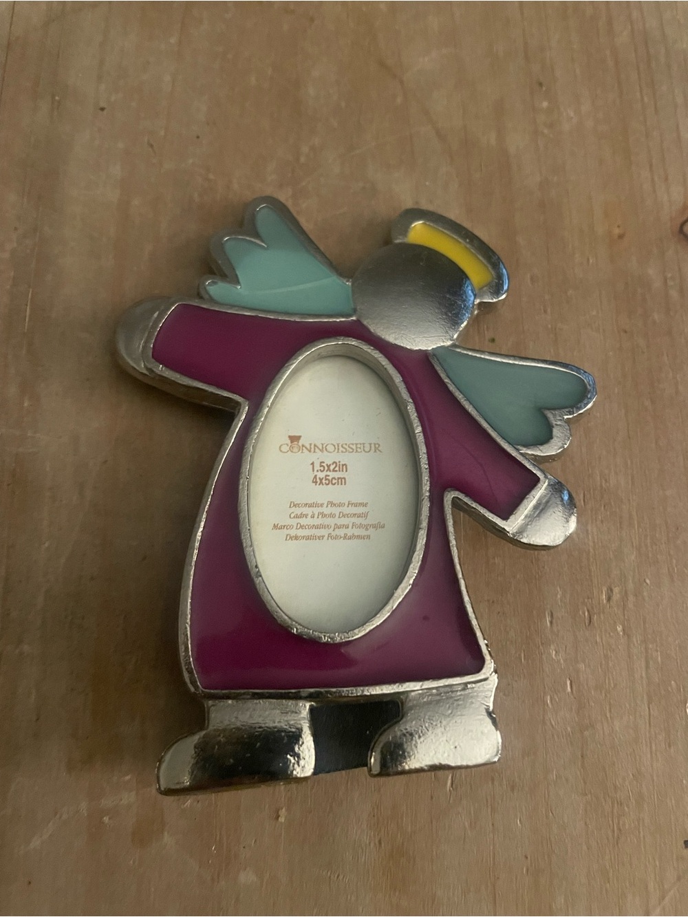 Connoisseur Stained glass Angel Picture Frame – Purple, Teal & Yellow Accent